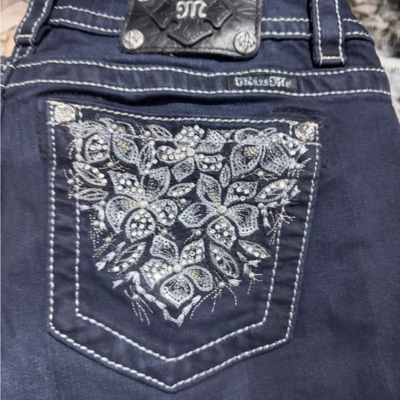 Miss Me Denim - Miss Me Stylish Blue Jeans with Embroidered Pockets